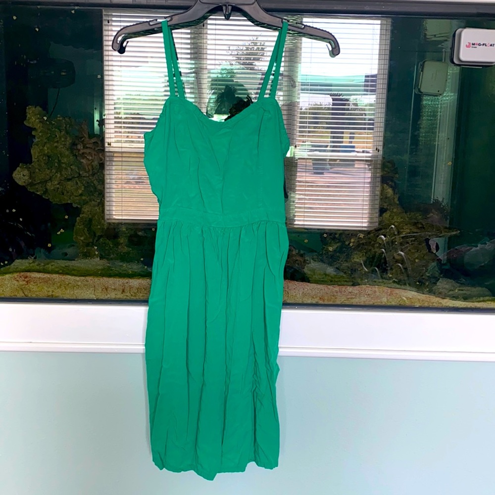 Small green spaghetti strap rayon dress
